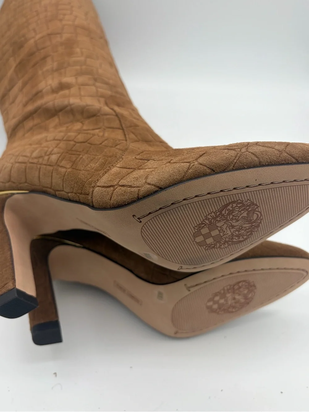 Vince Camuto Croc-Embossed Over-the-Knee Boots in Brown New without Box